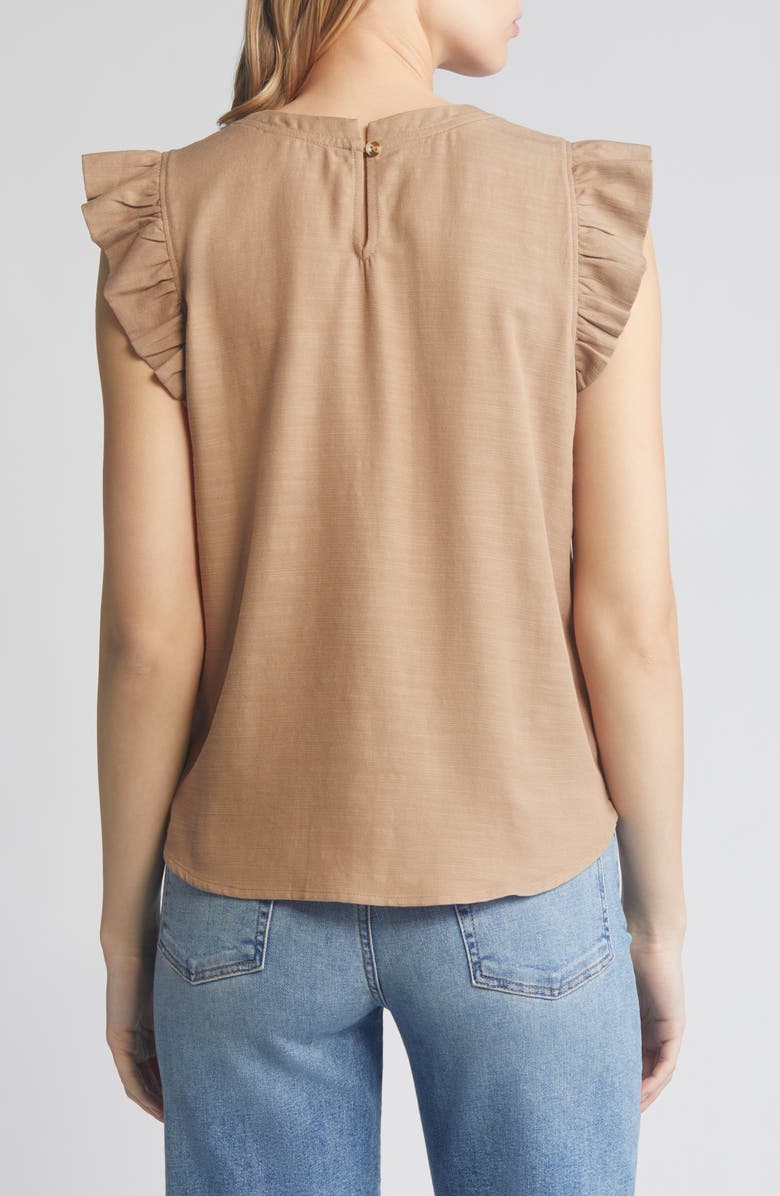 Wit & Wisdom Ruffle Sleeve Top, Alternate, color, Peanut Butter