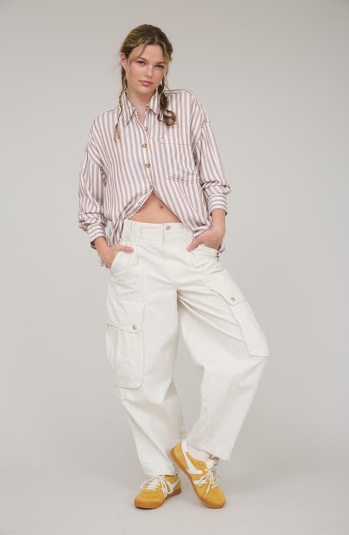 Blu Pepper Stripe Button Down Top In Multi