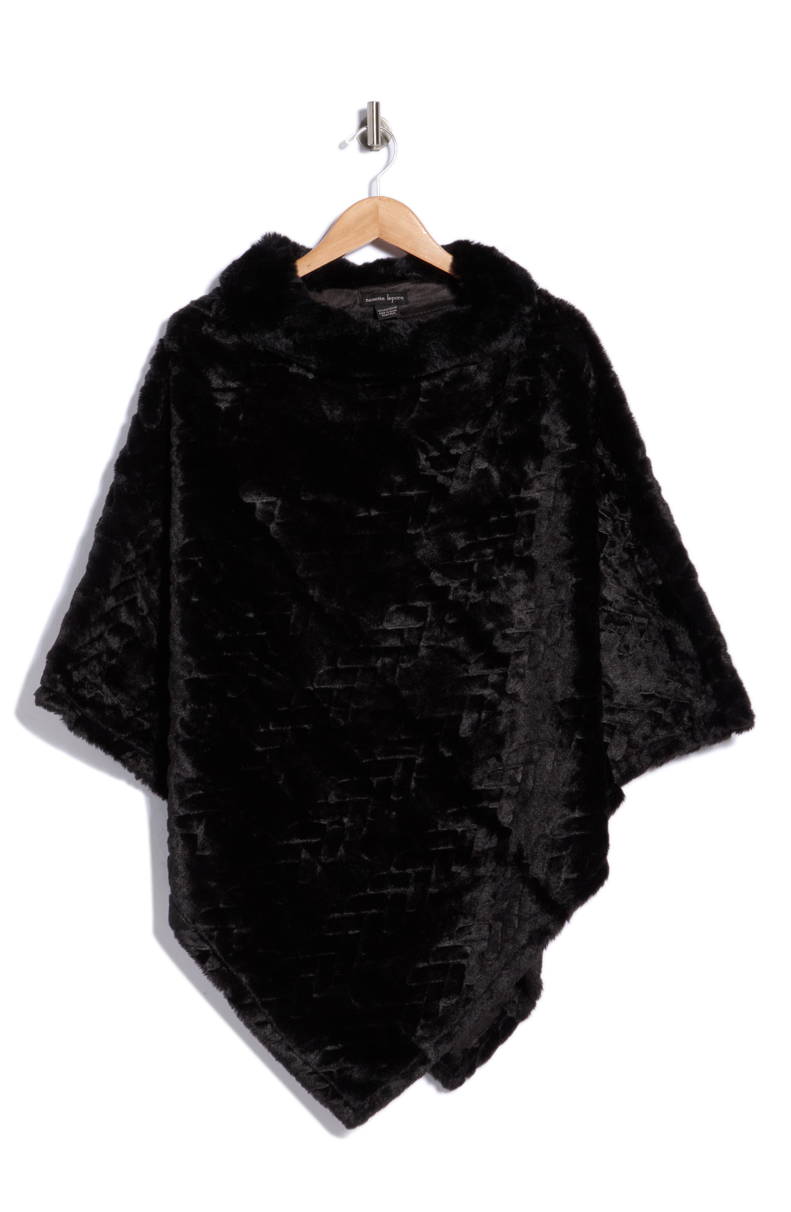 Open Knit Cowl Neck Poncho