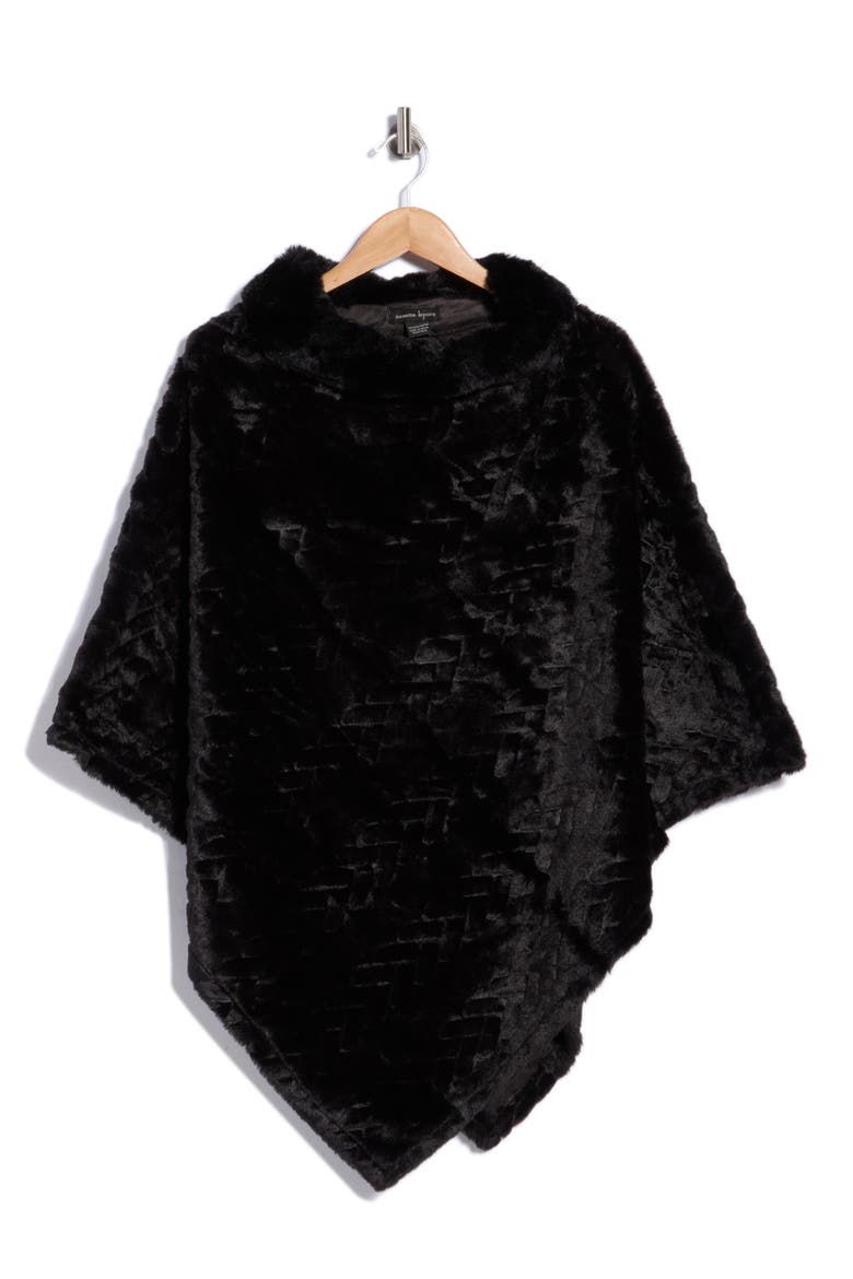 Open Knit Cowl Neck Poncho, Main, color, BLACK