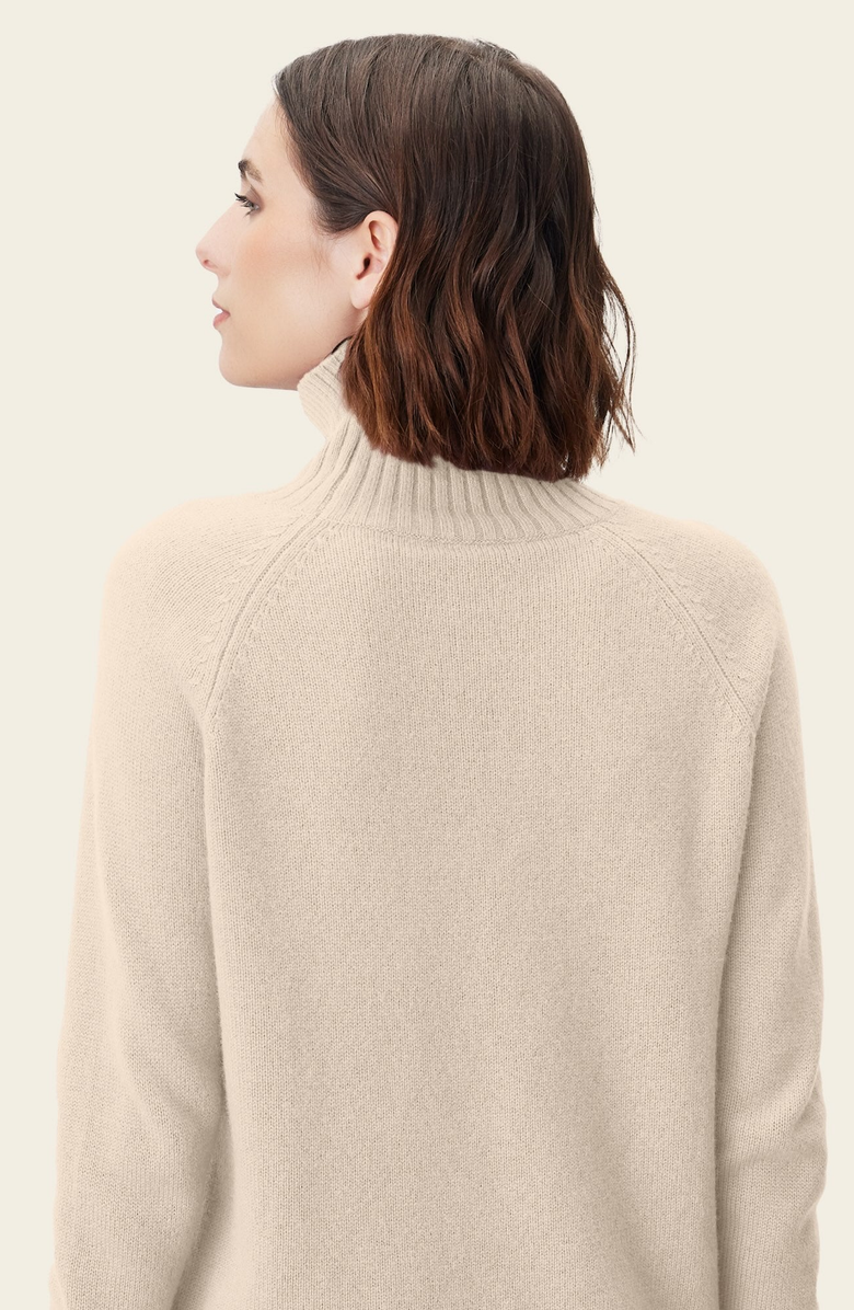 Italic Emma Cashmere Relaxed Turtleneck Sweater, Alternate, color, Ivory