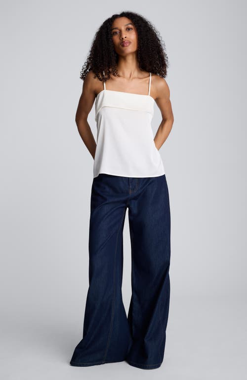 Kenneth Cole Satin Foldover Spaghetti Strap Cami In White