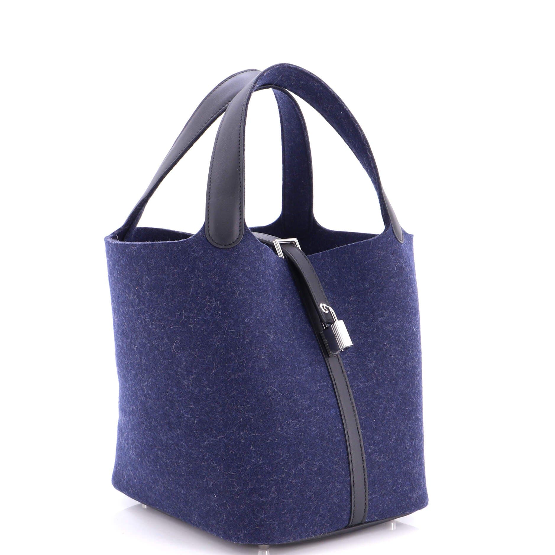 Picotin Lock Bag Felt with Leather MM, Alternate, color, Bleu Nuit