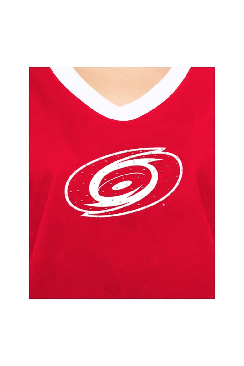 Women's New Era Red Carolina Hurricanes Game Day Rhinestuds T-Shirt, Alternate, color, Red