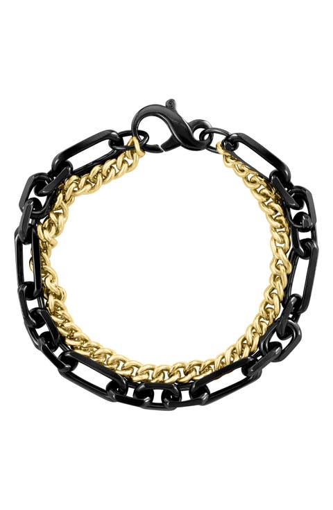 Men's Two-Tone Mixed Chain Bracelet