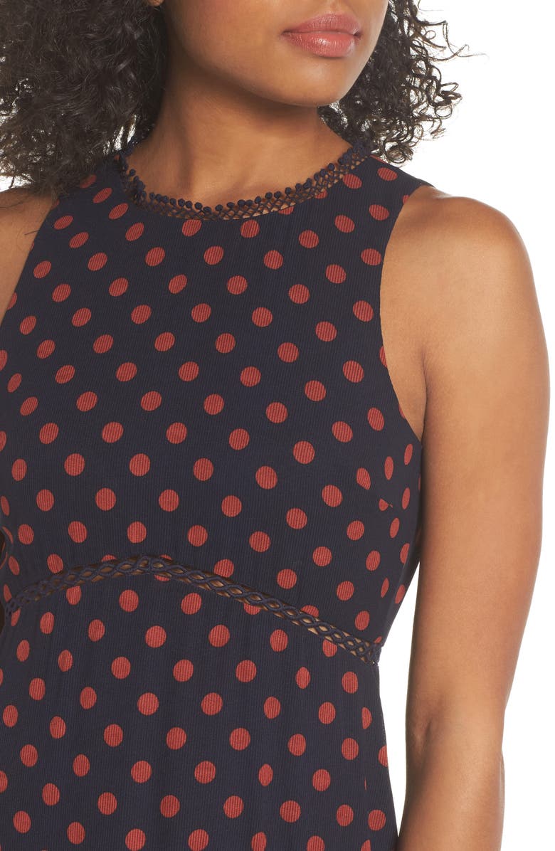 NSR Dot Ruffle Maxi Dress, Alternate, color, 