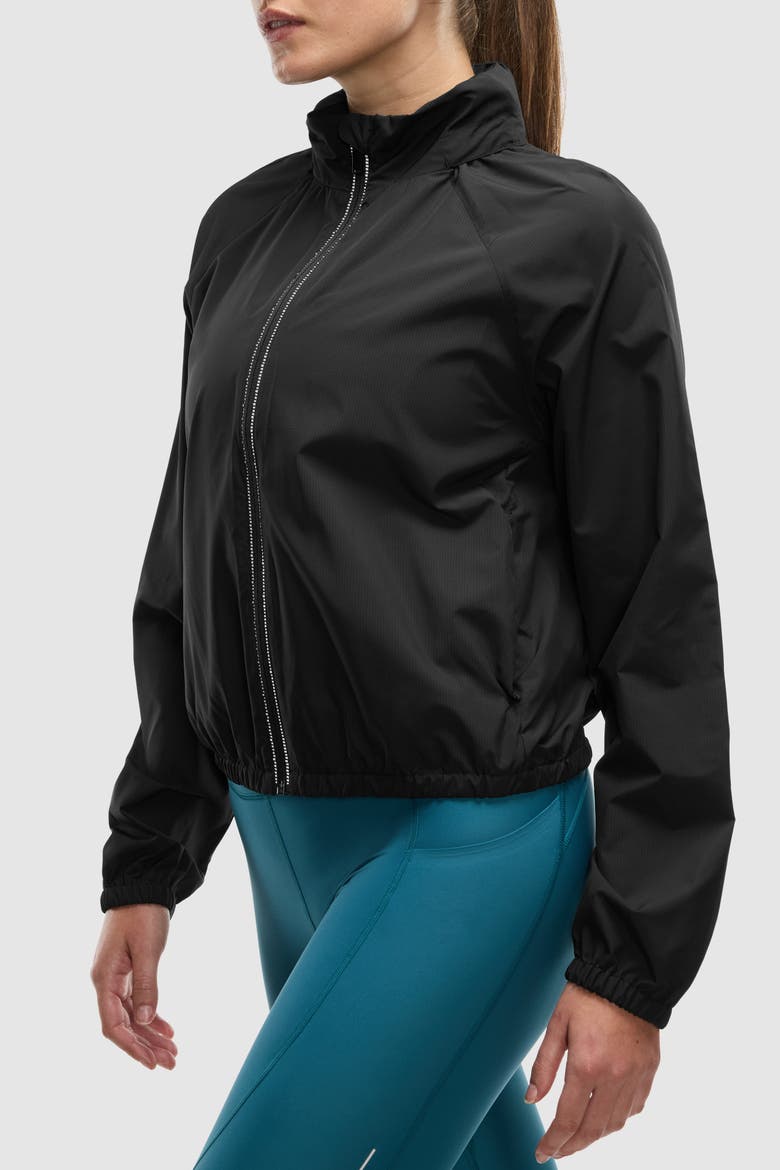 Woven Seamed Run Shell, Alternate, color, Black