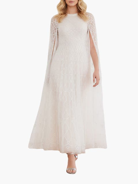 Heart Lattice Cape Ankle Gown