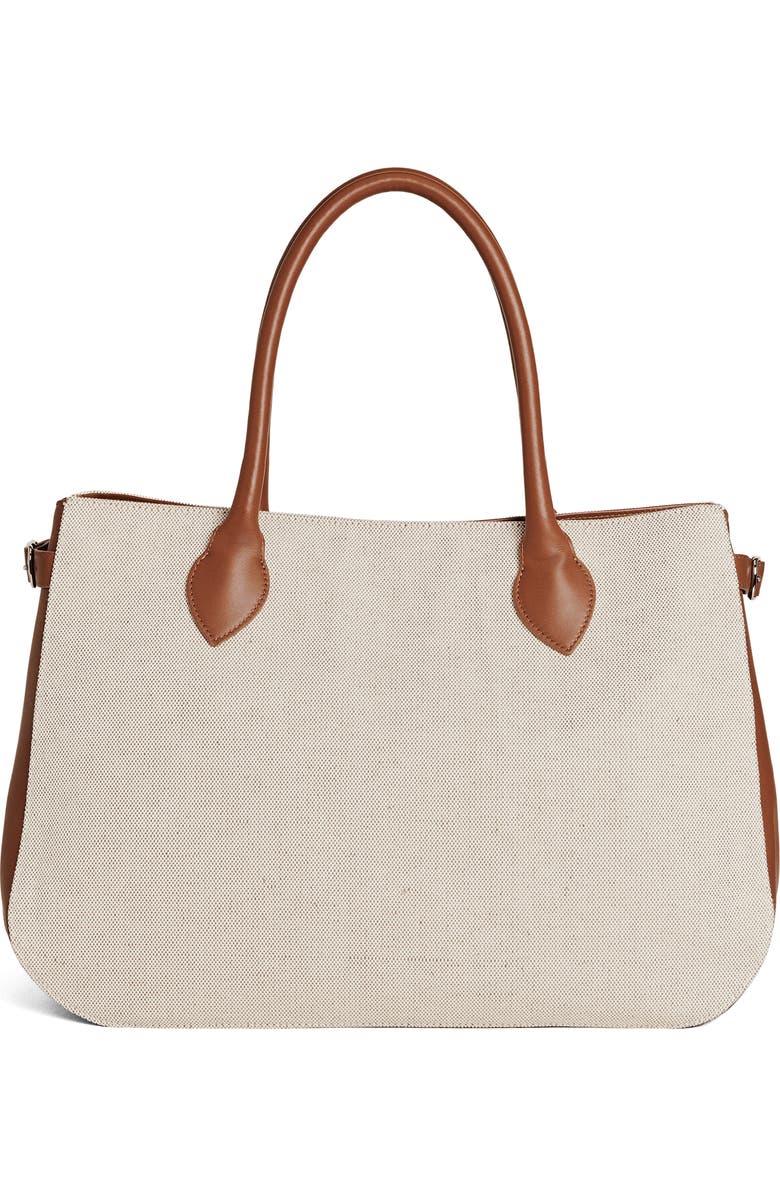 Reformation Oversize Patrizia Canvas & Leather Bag, Main, color, Canvas Brown Leather