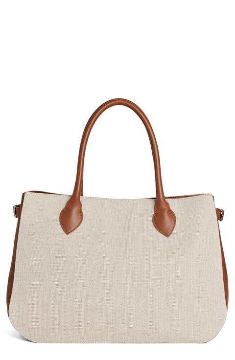 Oversize Patrizia Canvas & Leather Bag