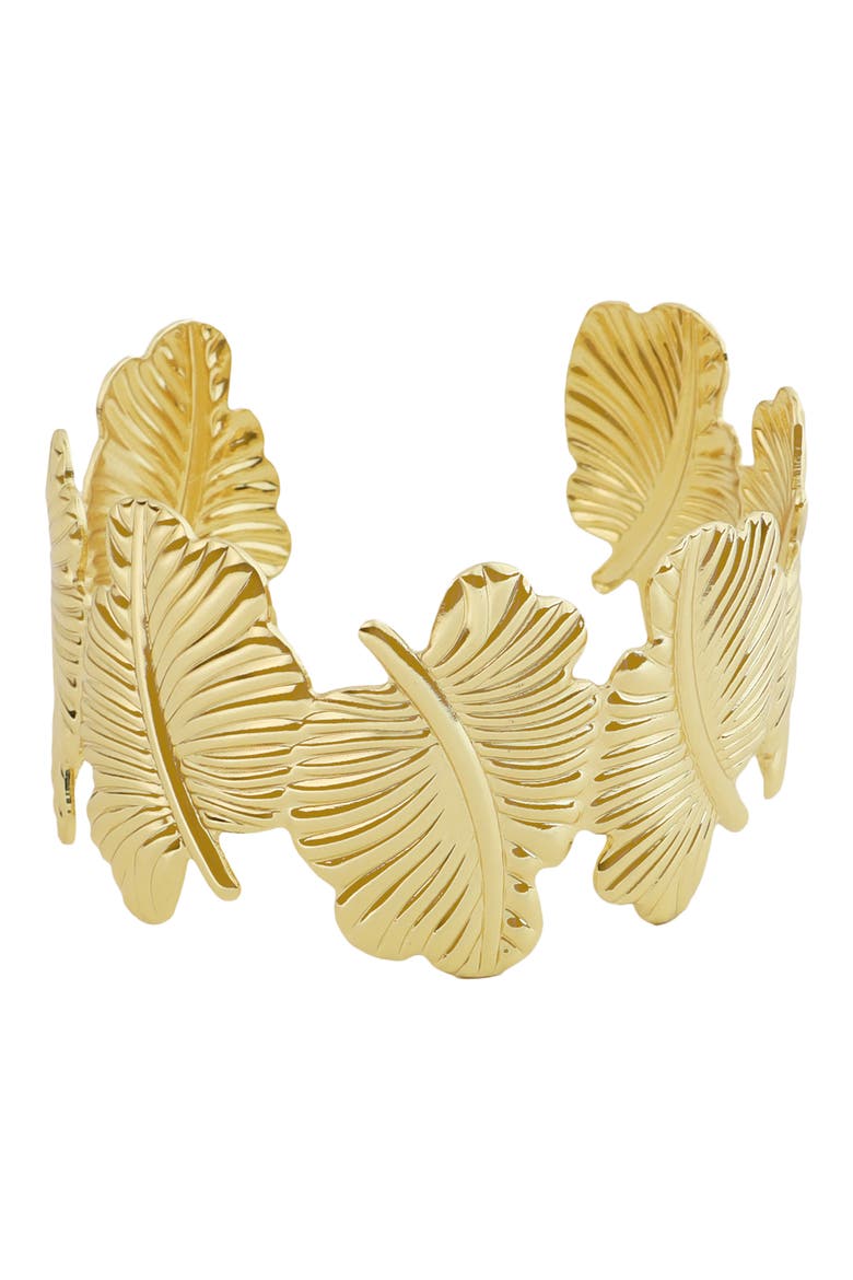 Leaf Cuff Bracelet, Main, color, GOLD