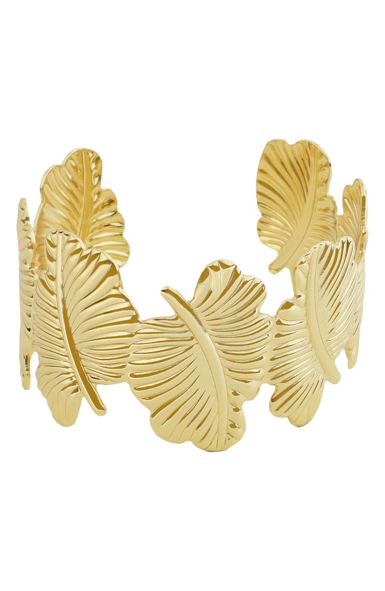 Panacea Leaf Cuff Bracelet, Main, color, Gold