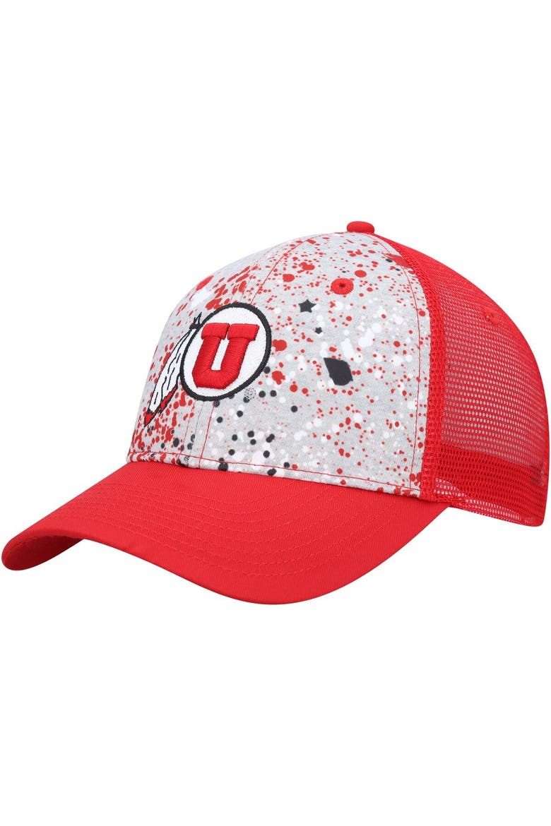Men's Colosseum  Gray/Red Utah Utes Love Fern Trucker Snapback Hat, Main, color, Gray