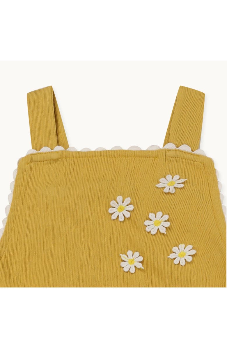 Lilly + Sid Organic Cotton Floral Applique Dungarees Jumpsuit, Alternate, color, Yellow