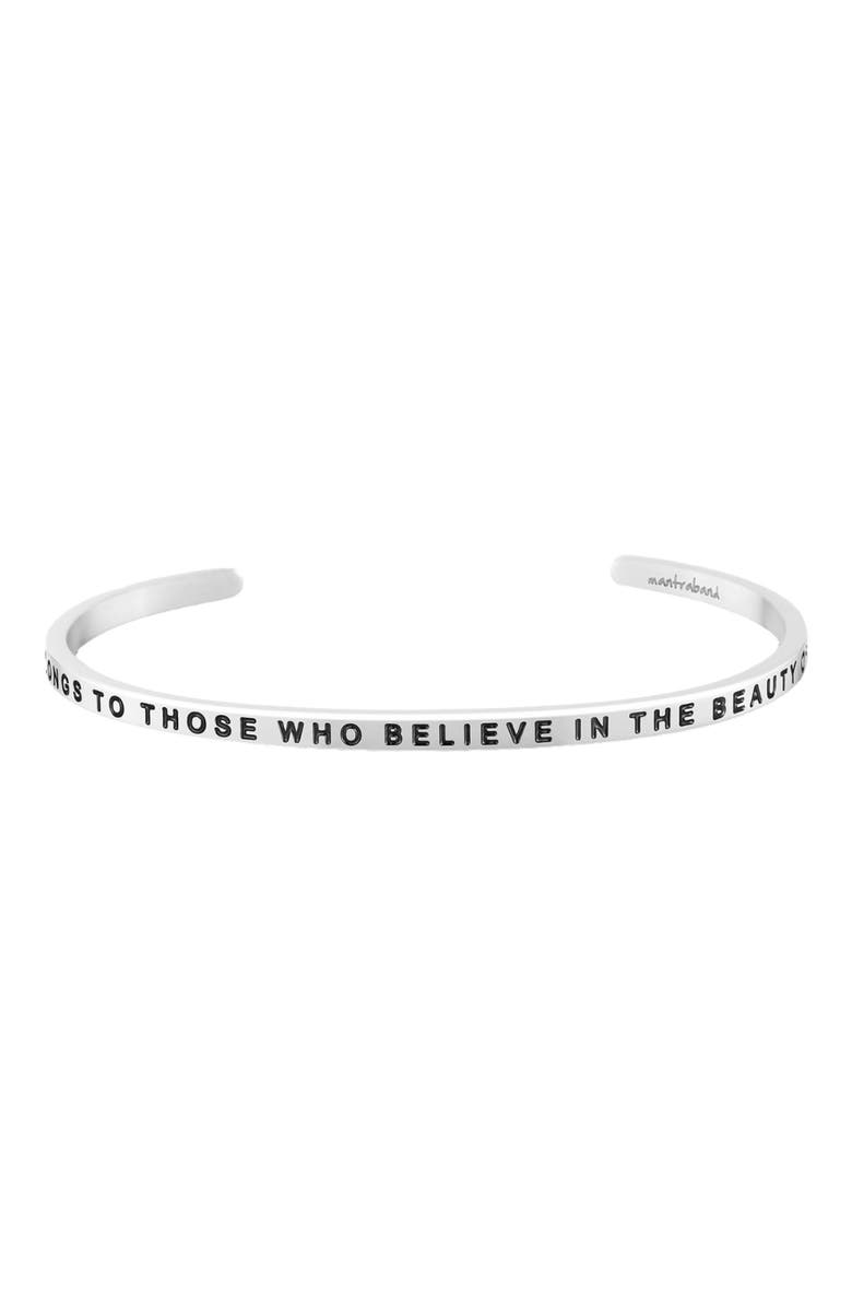 Mantra The Future Belongs To Those Who Believe In The Beauty Of Their Dreams bracelet, Main, color, Silver