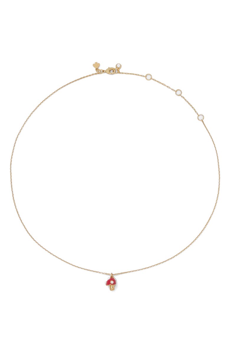 Kate Spade New York mushroom pendant necklace, Alternate, color, Red Multi