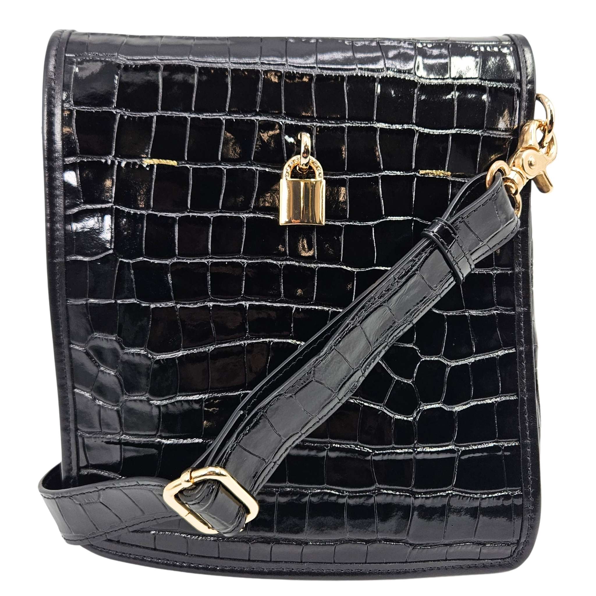 Madison Maison Moc Croc Crossbody Bag, Alternate, color, Black