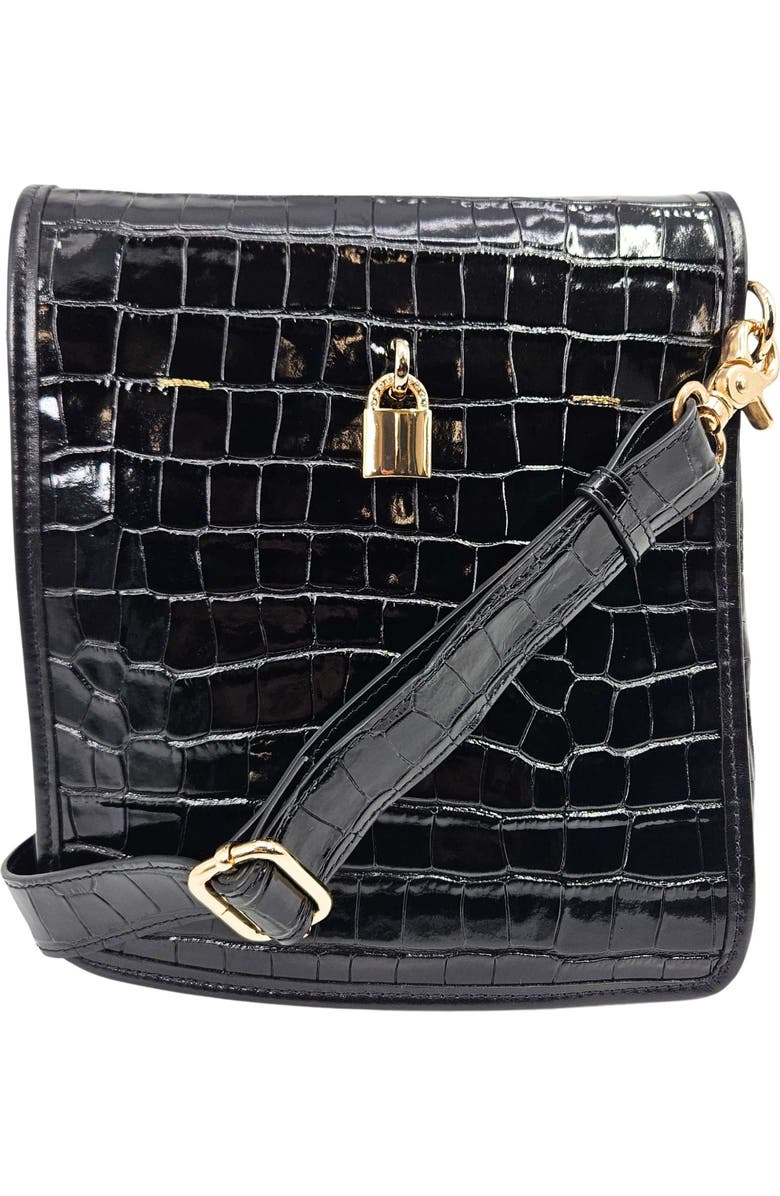 Madison Maison Moc Croc Crossbody Bag, Alternate, color, Black