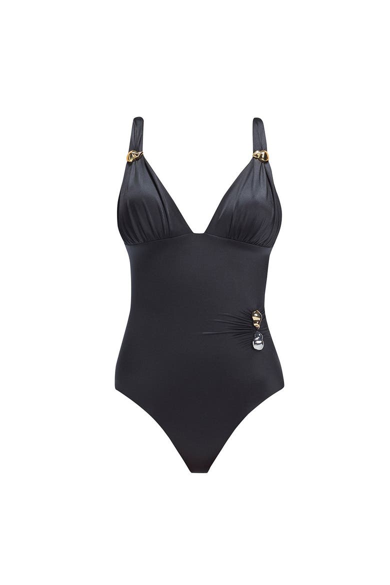 Marina V Neck Swimsuit, Alternate, color, Black