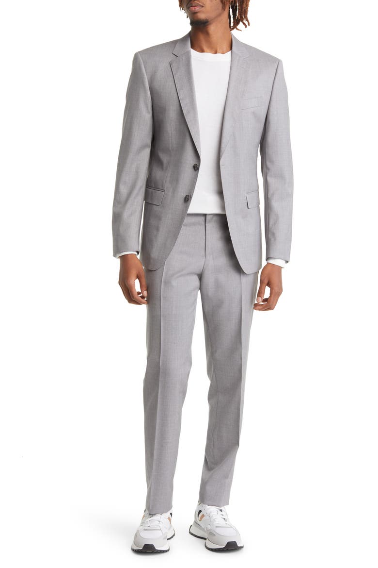 Huge Solid Wool Suit, Main, color, MED GY