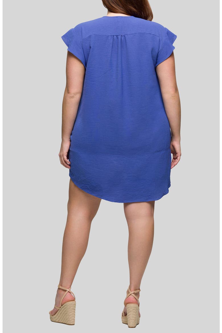 Flutter Cap Sleeve Shift Dress, Alternate, color, BLUE
