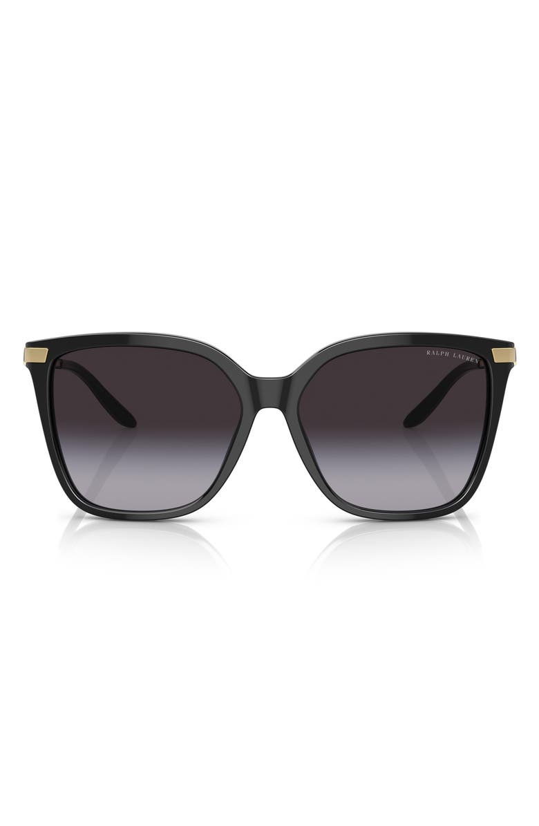 Ralph Lauren The Jacquie 57mm Gradient Irregular Sunglasses, Main, color, Shiny Black / Gradient Grey