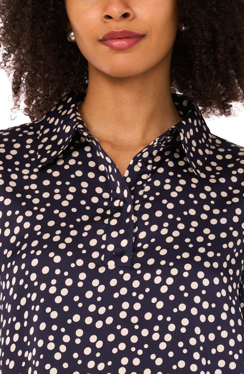 Halogen ® Polka Dot Long Sleeve Satin Top In Blue