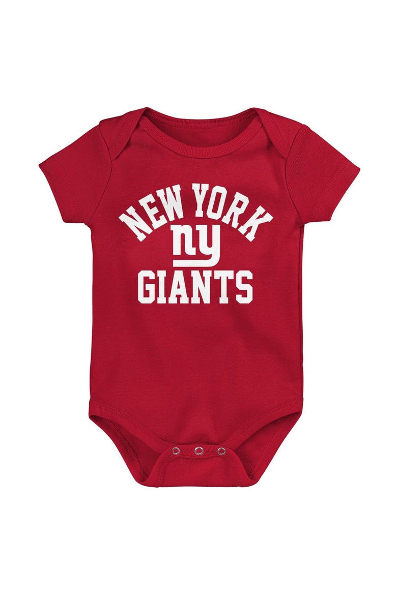 Newborn & Infant Royal/Red/Heather Gray New York Giants Three-Pack Eat, Sleep & Drool Retro Bodysuit Set, Alternate, color, Royal