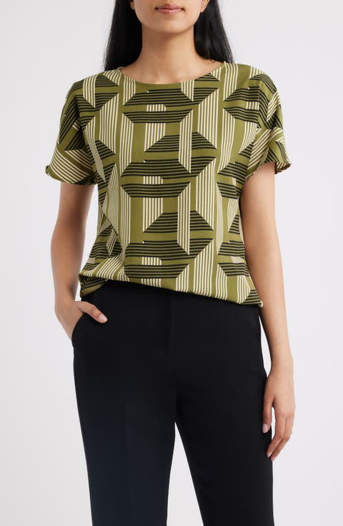 Geo Print Short Sleeve Top