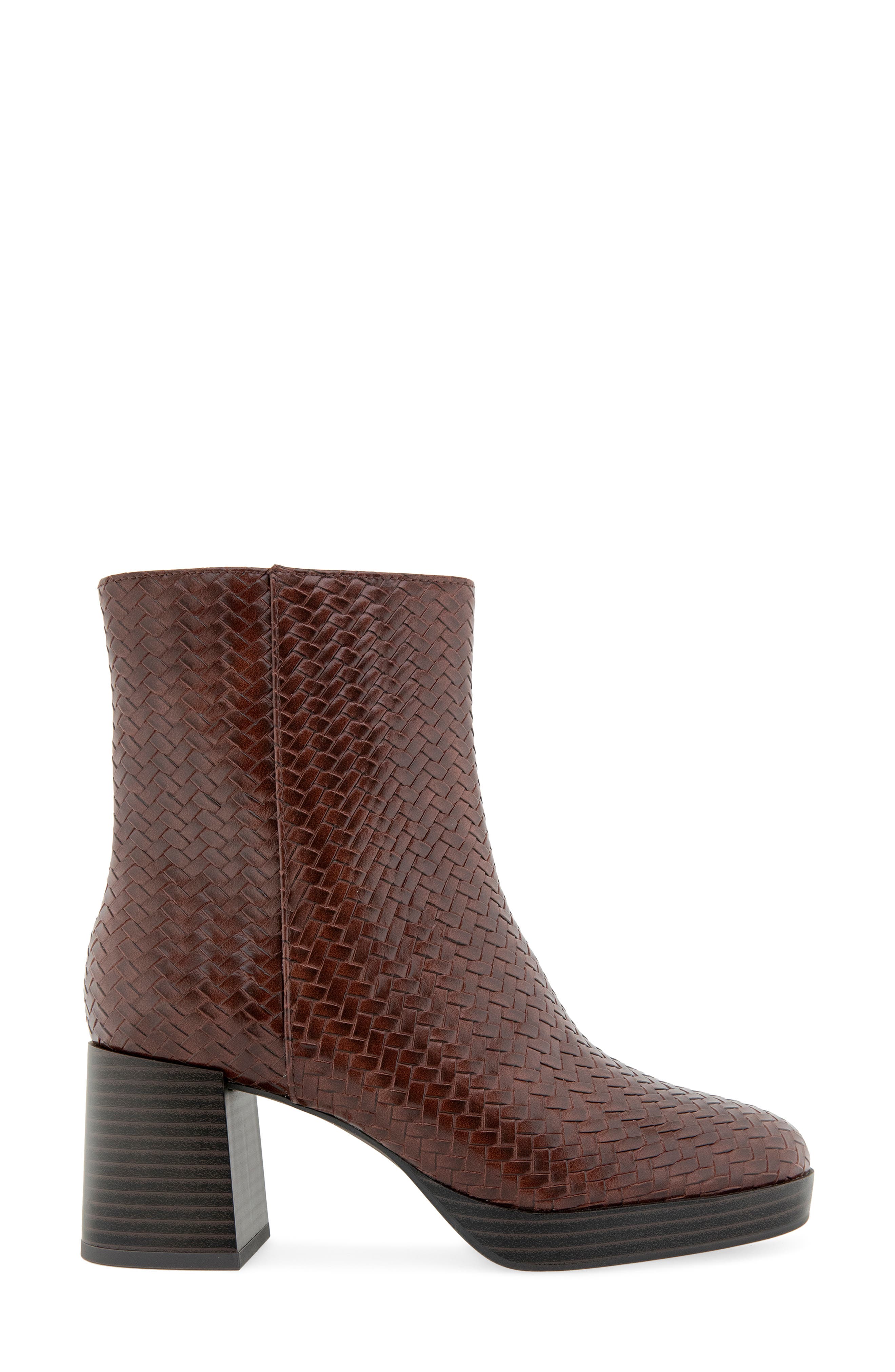 Tonya Faux Leather Bootie, Alternate, color, DARK ESPRESSO WOVEN