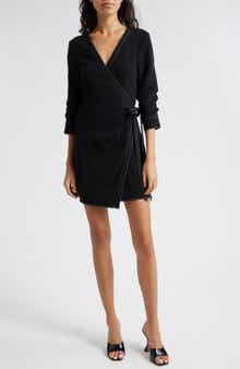 Cinq à Sept Chelsea Topstitch Detail Wrap Minidress