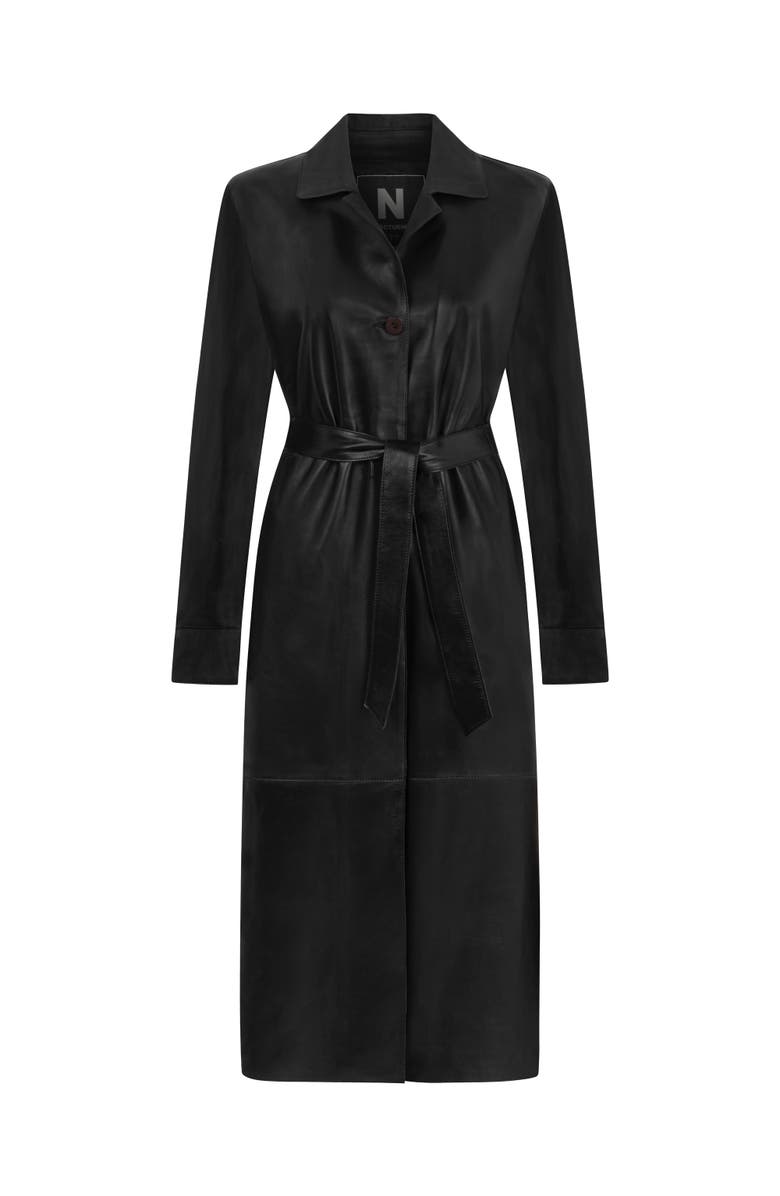Nocturne Belted Faux Leather Trench Coat, Alternate, color, 