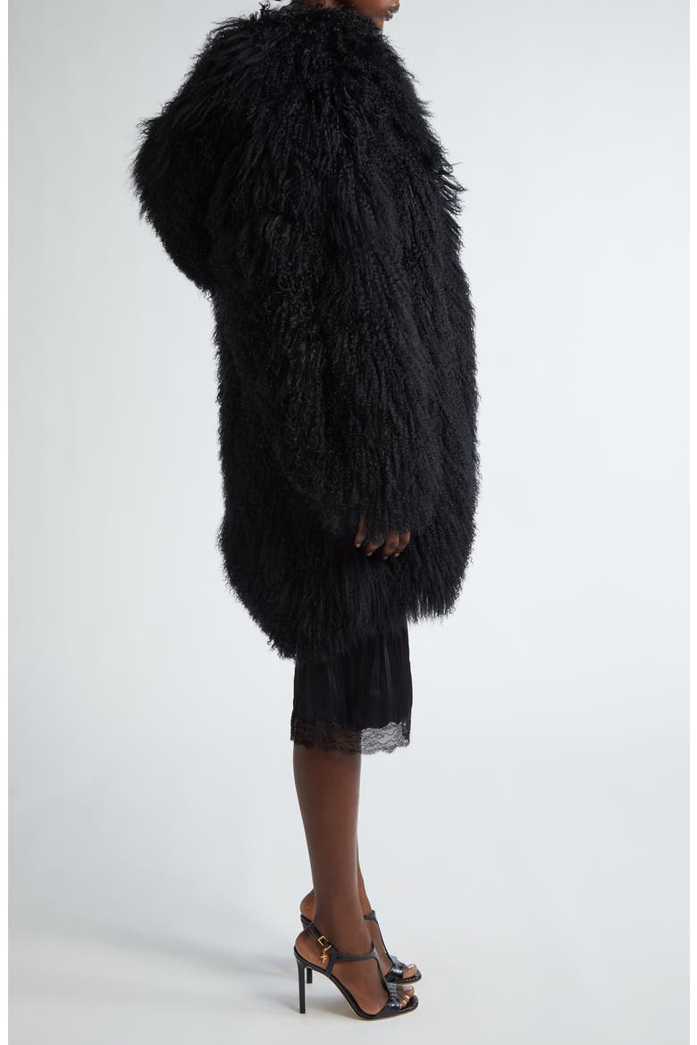 Genuine Shearling Clutch Coat, Alternate, color, BLACK