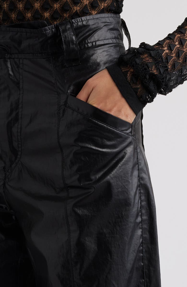 Isabel Marant Aude Crinkle Crop Faux Leather Pants, Alternate, color, 