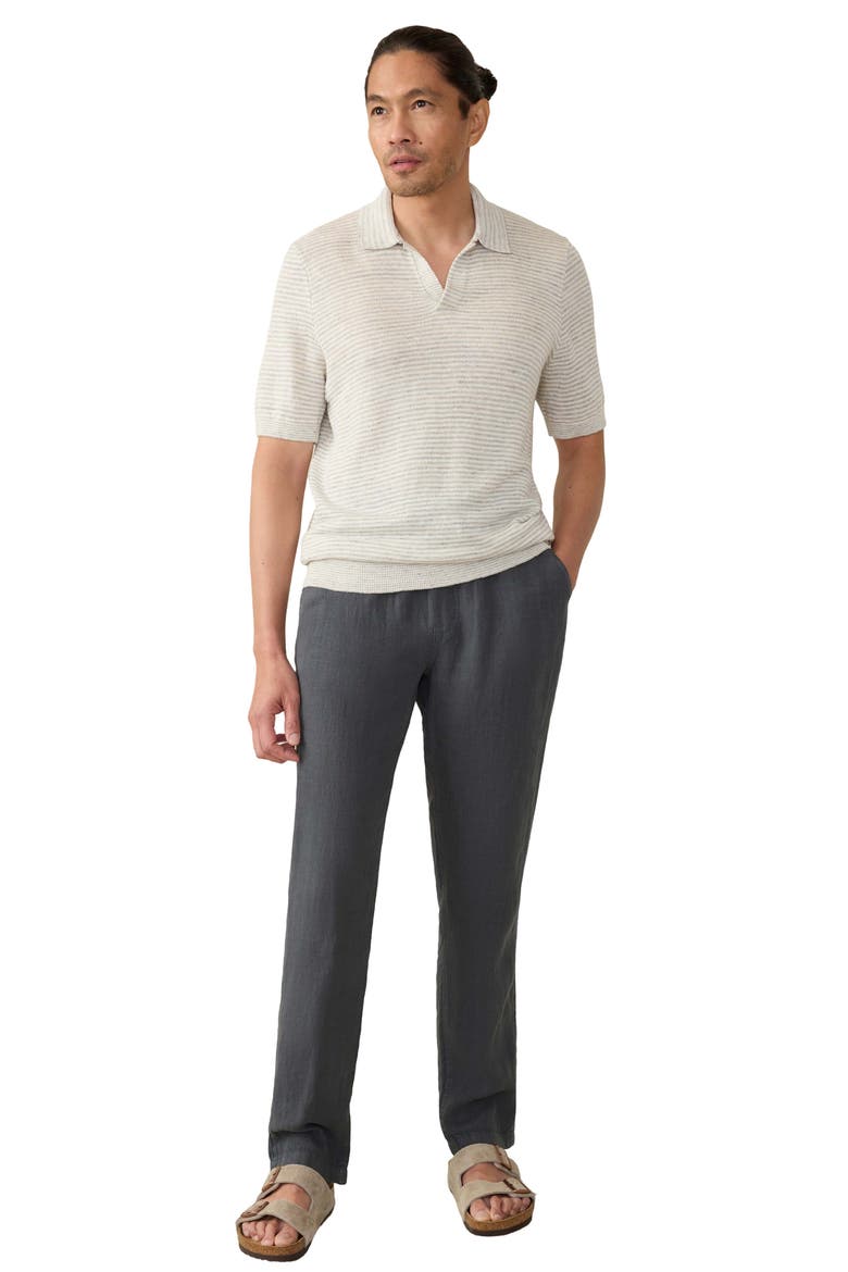 Linen Drawstring Pants, Alternate, color, WASHED BLACK
