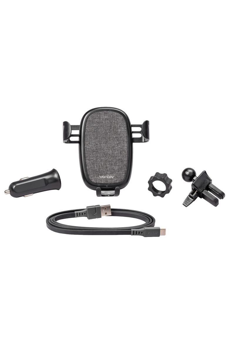 10W ULTRAFAST Wireless Car Charger with Vent Mount and USB-A to USB-C Cable, Alternate, color, Black