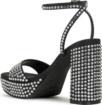 Pendrys Rhinestone Block Heel Sandal