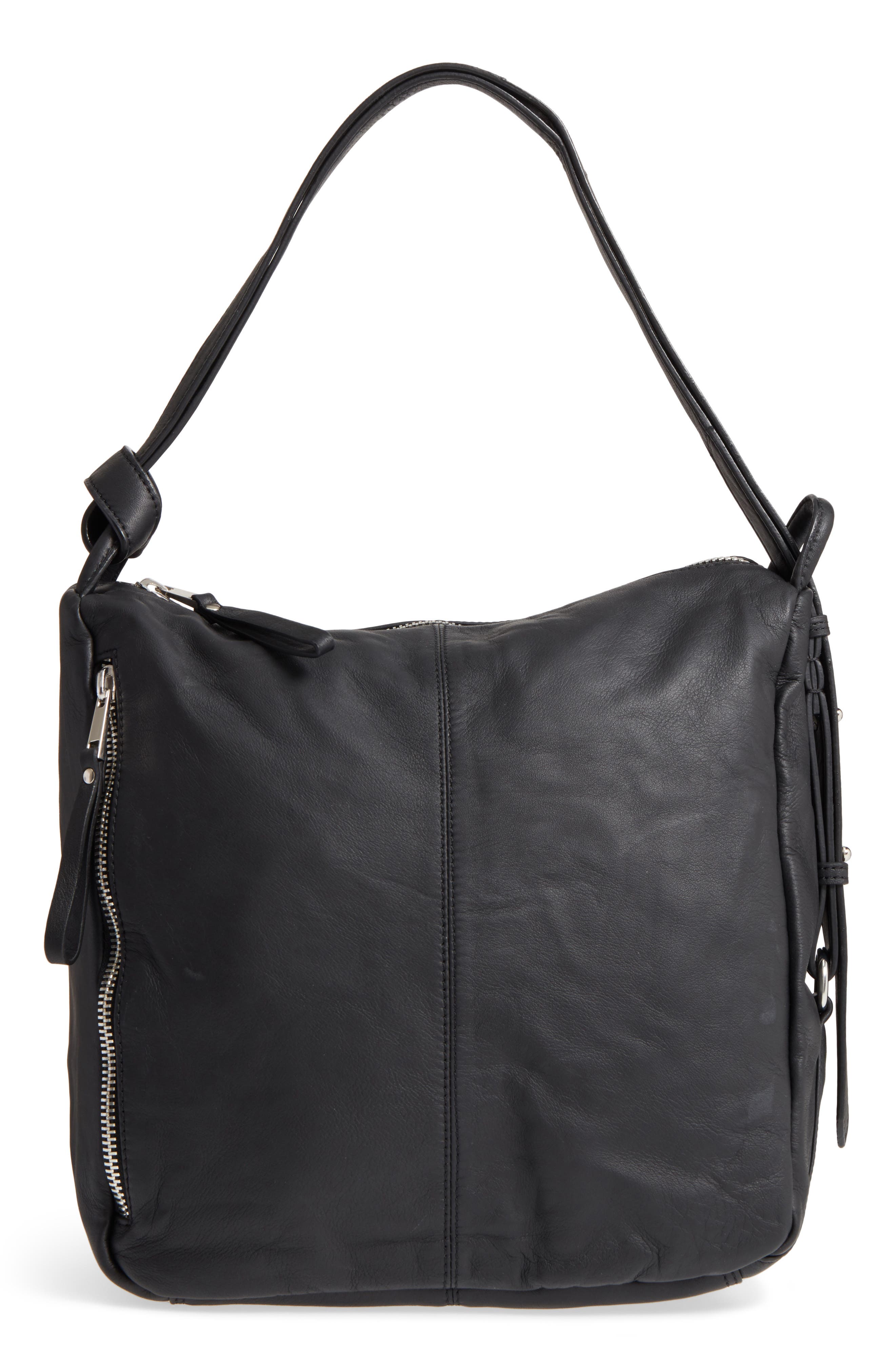 Topshop Premium Leather Sling Shoulder Bag, Main, color, 