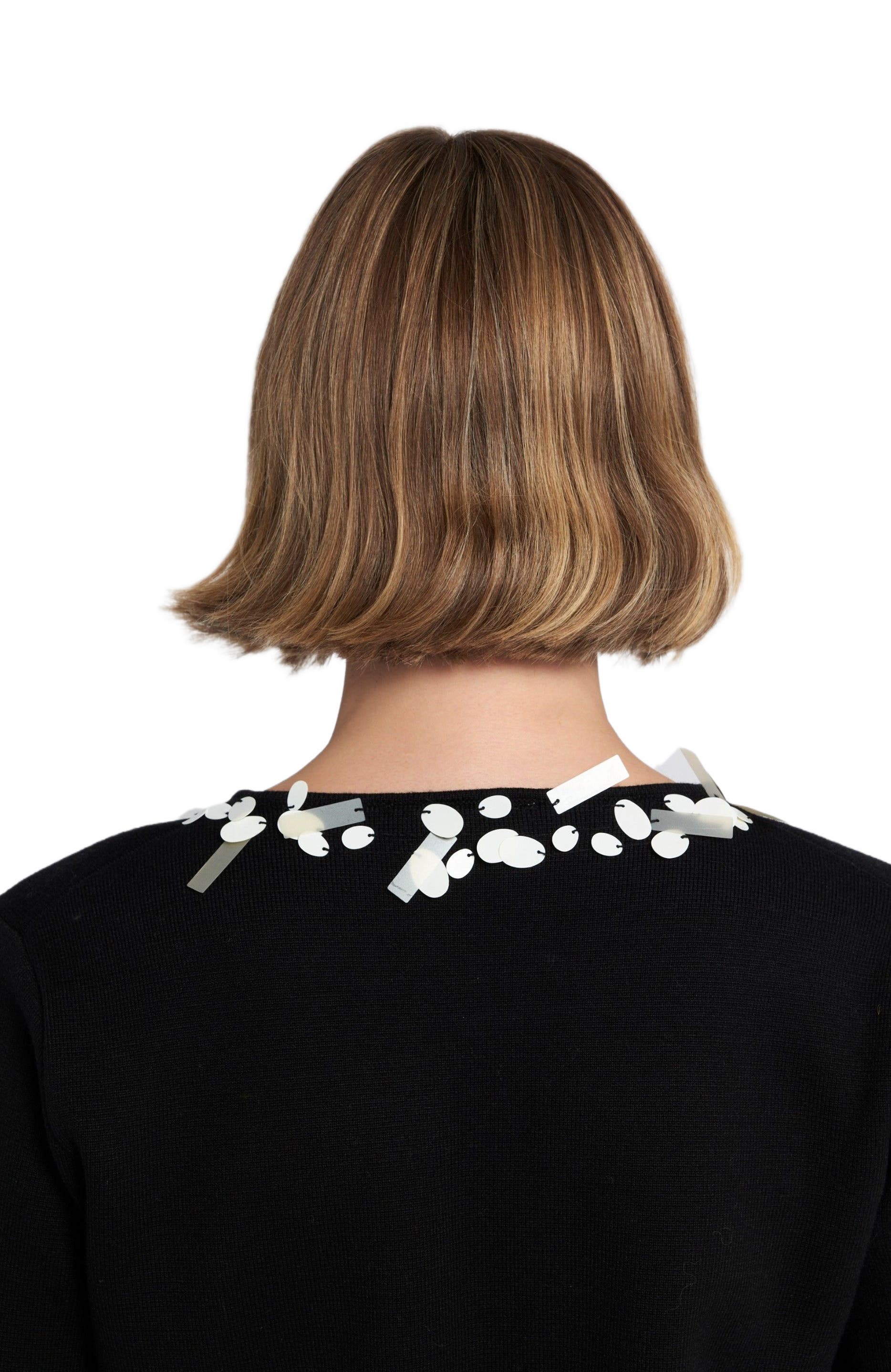 Sequin Tie Front Cardigan Embroidered Sweater - image 2