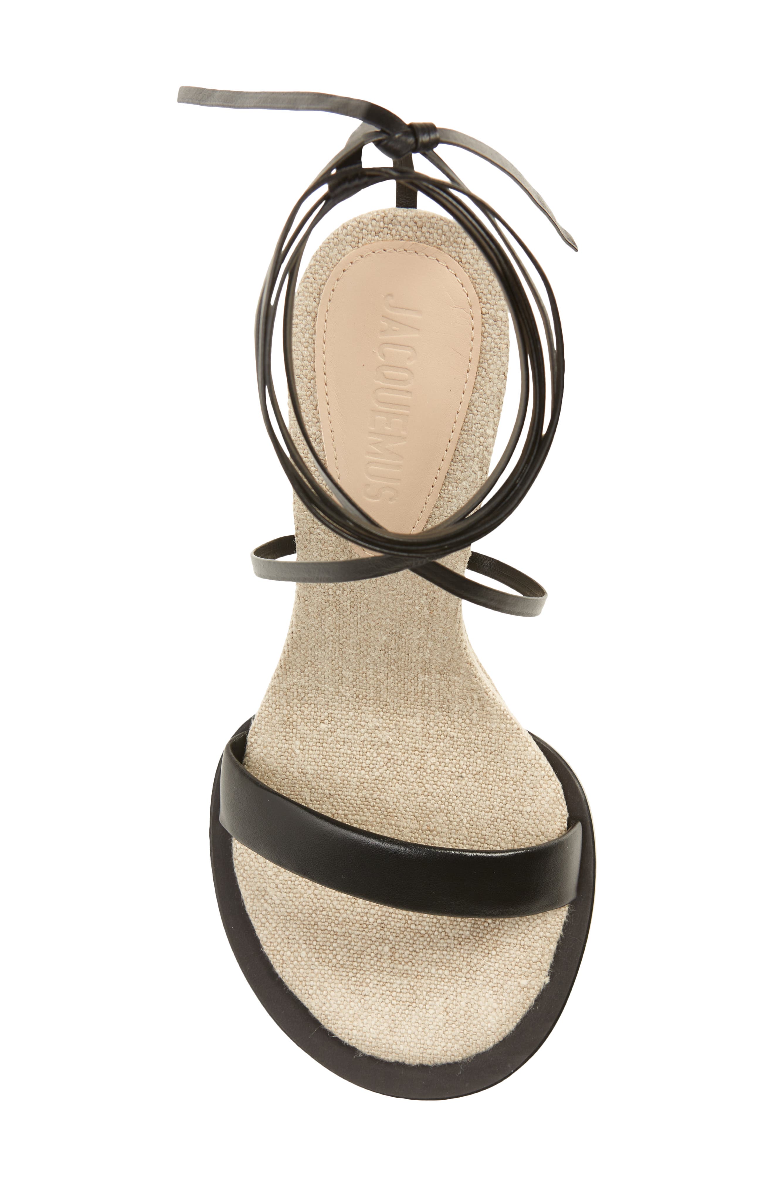 Jacquemus Les Carre Rond Asymmetrical Leather Sandal, Alternate, color, 