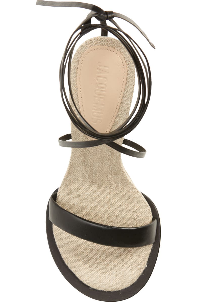 Jacquemus Les Carre Rond Asymmetrical Leather Sandal, Alternate, color,