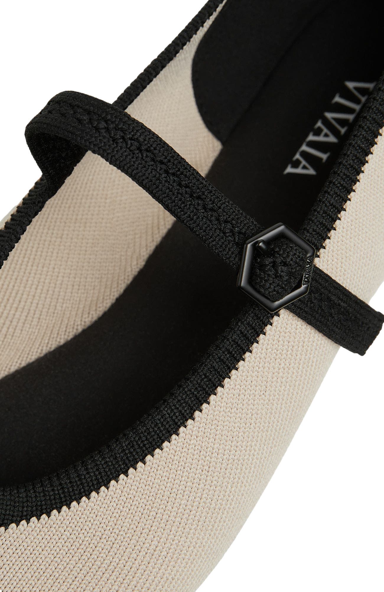 VIVAIA Almond-toe Mary-Jane ballet flats, Alternate, color, Almond Black