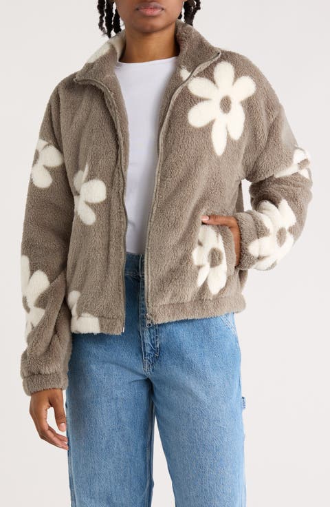 Printed Faux Shearling Jacket