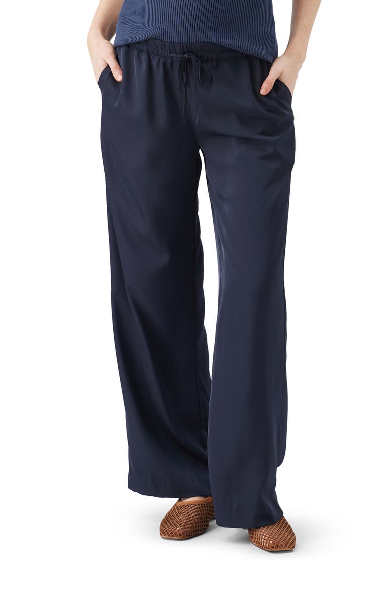 Tamara Satin Pull-On Pant, Main, color, Midnight