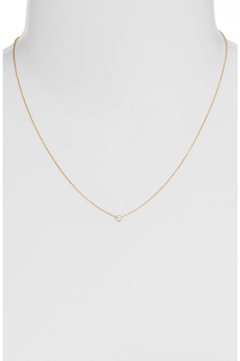 Petite Bezel Diamond Solitaire Necklace, Alternate, color, YELLOW