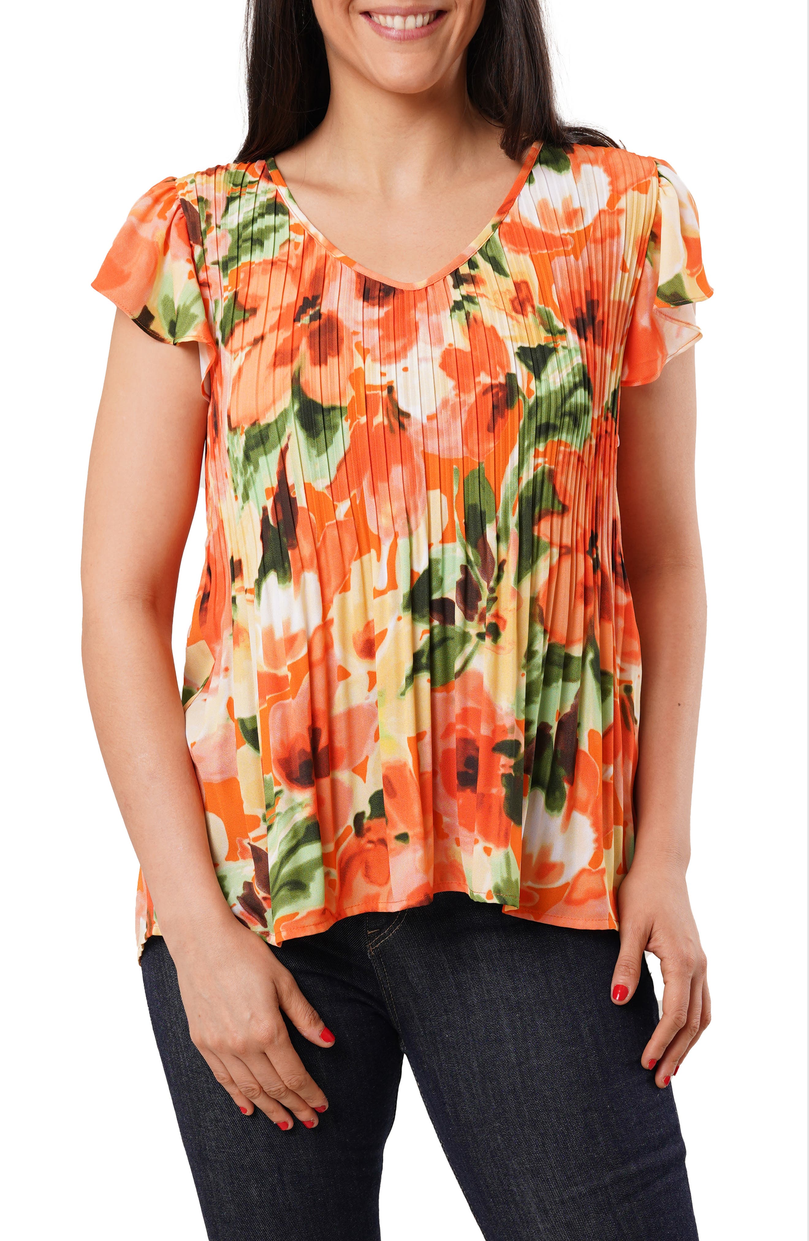 Pleated Flutter Sleeve Top - image 3
