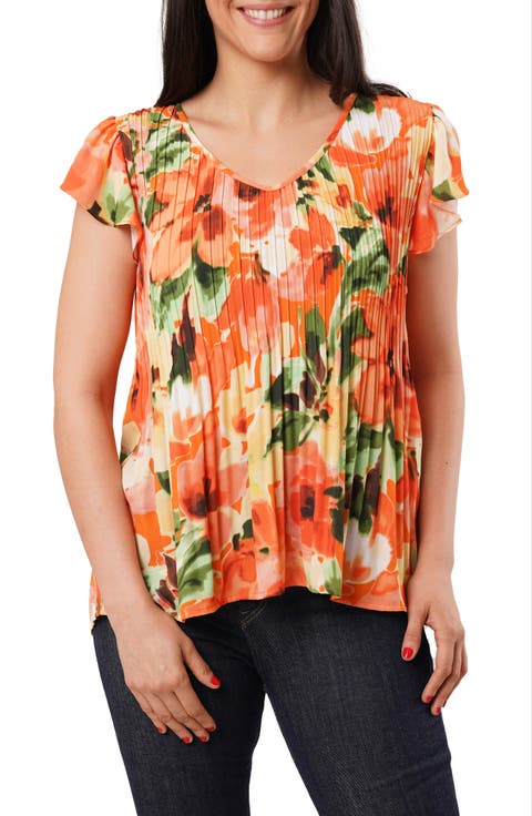 Pleated Flutter Sleeve Top