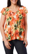 SUNNY LEIGH Pleated Flutter Sleeve Top