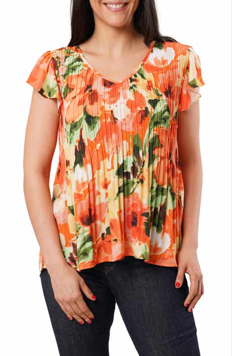 Pleated Flutter Sleeve Top