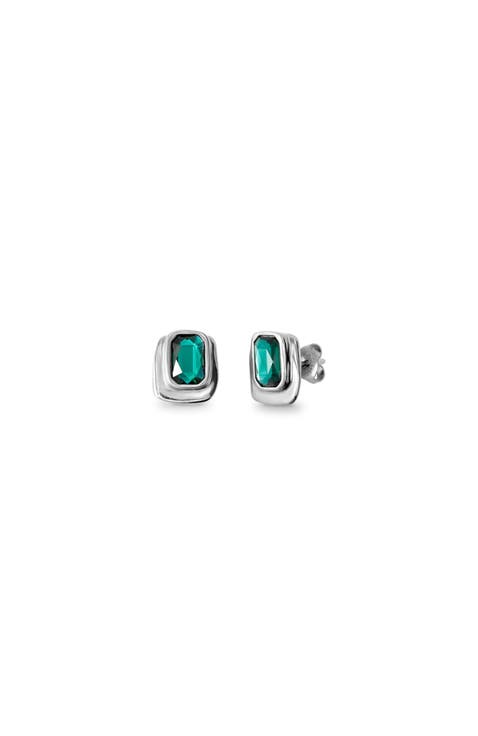 Green Crystal Stud Earrings